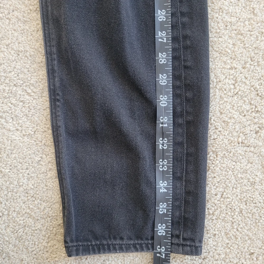 American Eagle Womens Ripped Mom Straight Jean Faded Black High Waisted  Size 4 - Picture 7 of 11